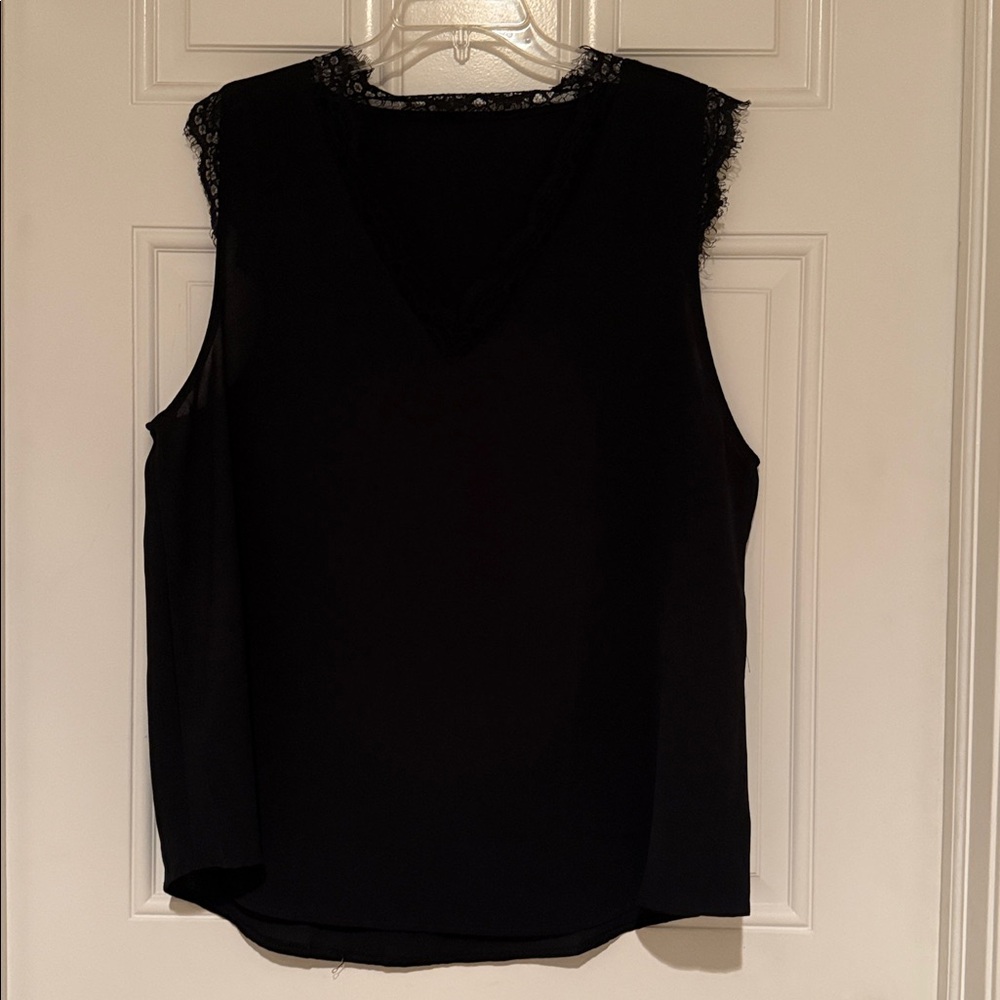 Chic Black Sleeveless Top with Lace Detail